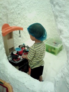 Playing in the salt cave